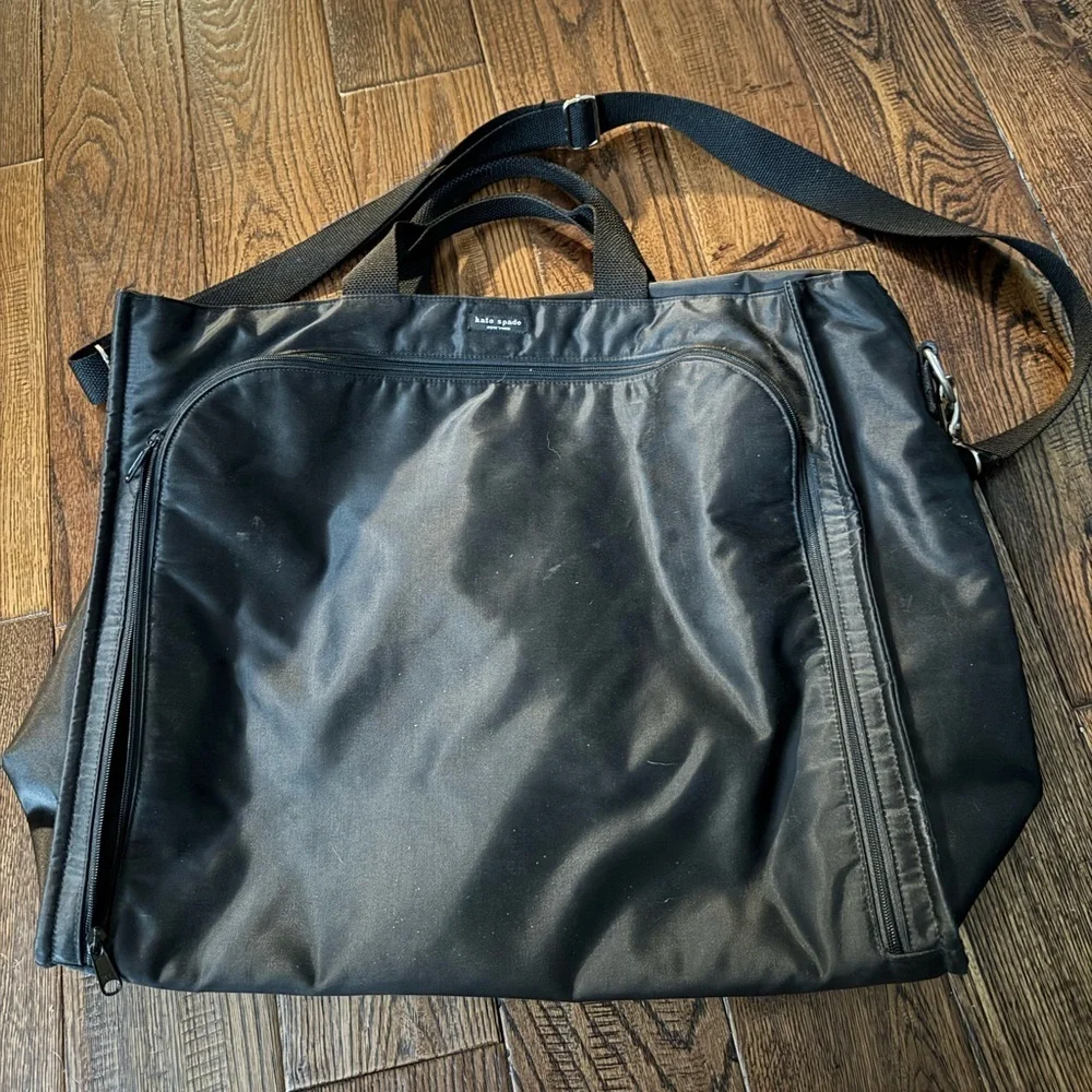 Kate Spade Black Nylon Large Travel Messenger Tote Bag